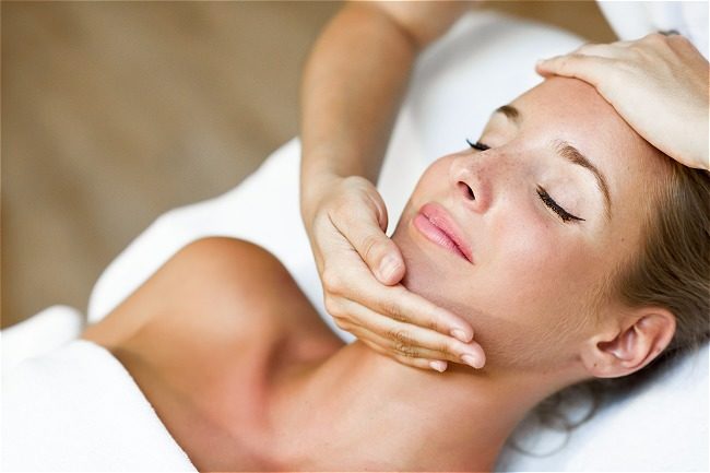Woman relaxing at spa